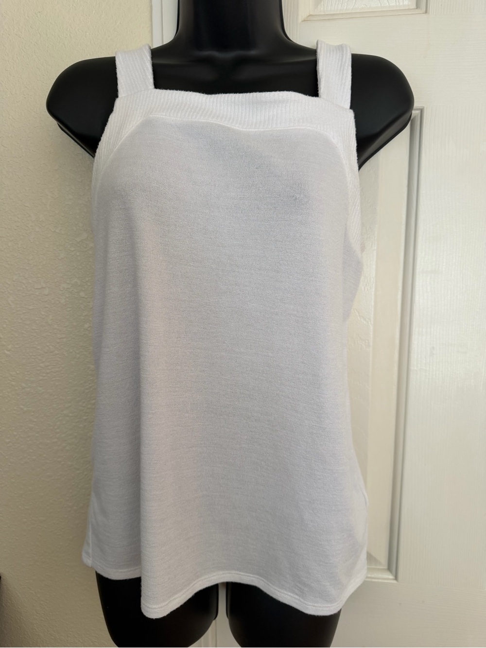 GAP White Square-Neck Tank with Wide Straps and Soft Knit